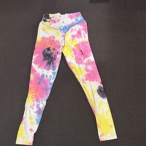 Tie-Dye Leggings - Pink Yellow Blue